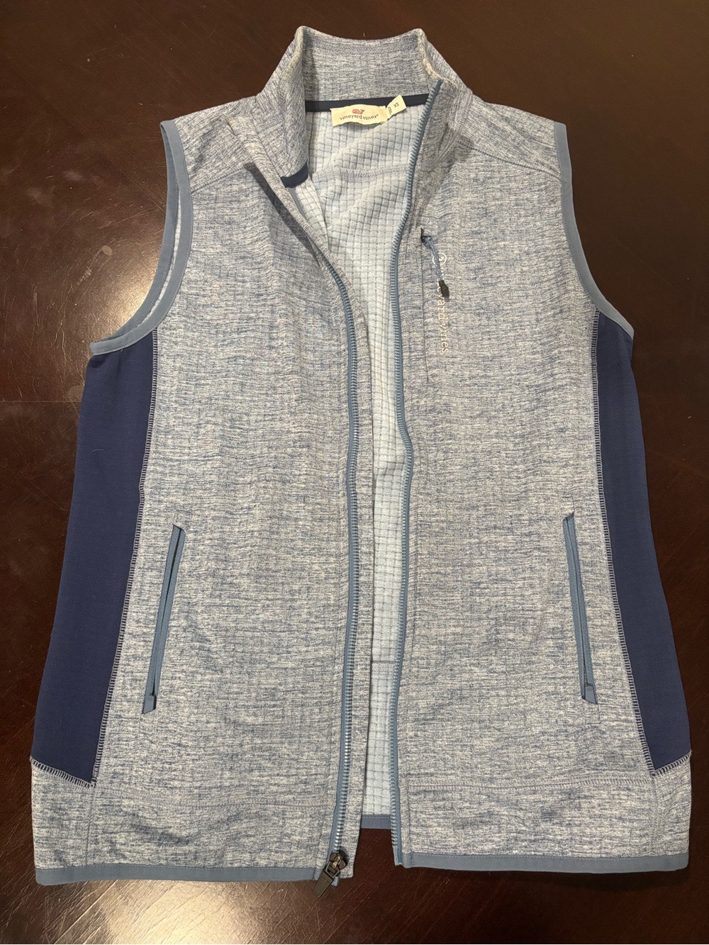 Vineyard Vines Light Blue and Navy Women’s Zip Vest